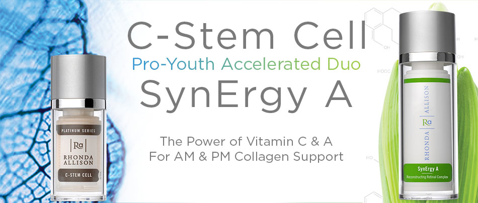 C-stem cell pro youth accelerated Duo SynErgy A the power of vitamin A and A for AM and PM collagen support.
